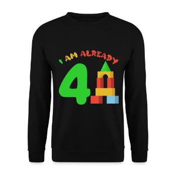 I am already 4 years old 4th birthday - Unisex Sweatshirt - black - Front - Alina (178cm) & Michal (187cm)