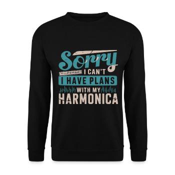 Harmonica Playing Gift - Unisex Sweatshirt - black - Front - Alina (178cm) & Michal (187cm)