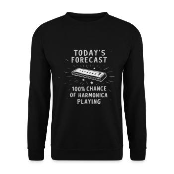 Harmonica Playing Gift - Unisex Sweatshirt - black - Front - Alina (178cm) & Michal (187cm)
