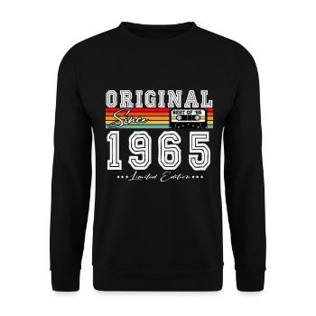 1965 Jahrgang geboren Vintage Retro Geburtstag - Unisex Pullover - Schwarz - Vorne - Alina (178cm) & Michal (187cm)