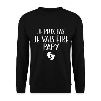 Je peux pas je vais être papy futur grand père - Sweat-shirt Unisexe - noir - Devant - Alina (178cm) & Michal (187cm)