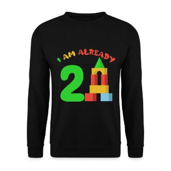 I am already 2 years old 2nd birthday - Unisex Sweatshirt - black - Front - Alina (178cm) & Michal (187cm)