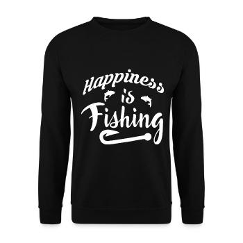 Happiness is fishing - - Unisex Sweatshirt - black - Front - Alina (178cm) & Michal (187cm)