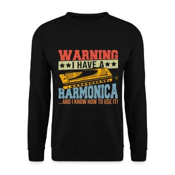 Playing Harmonica Gift - Unisex Sweatshirt - black - Front - Alina (178cm) & Michal (187cm)