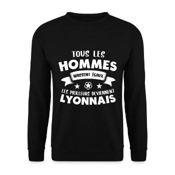 Super lyonnais cadeau drôle tshirt homme ville - Sweat-shirt Unisexe - noir - Devant - Alina (178cm) & Michal (187cm)