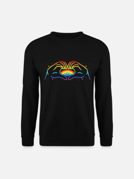 CSD LGBT Hände formen Regenbogen Herz Pride - Unisex Pullover - Schwarz