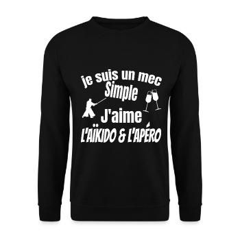 aïkido et apéro - Sweat-shirt Unisexe - noir - Devant - Alina (178cm) & Michal (187cm)