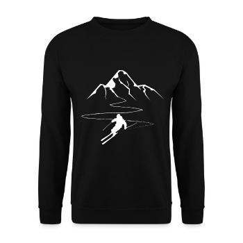 Montagne - Ligne sinueuse - Ski - (12) - Sweat-shirt Unisexe - noir - Devant - Alina (178cm) & Michal (187cm)