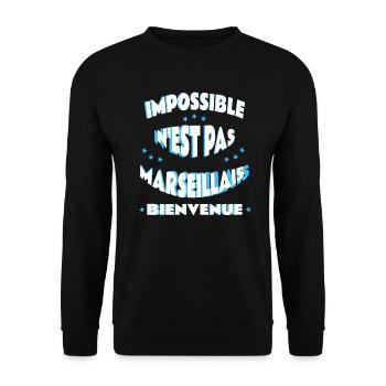 Impossible n'est pas marseillais - Sweat-shirt Unisexe - noir - Devant - Alina (178cm) & Michal (187cm)