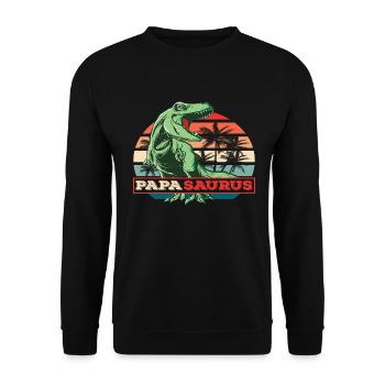 Papasaurus Father's Day Dinosaur T-Rex Gift Idea - Unisex Sweatshirt - black - Front - Alina (178cm) & Michal (187cm)