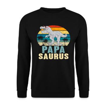 Papasaurus Father's Day Dinosaur T-Rex Gift Idea - Unisex Sweatshirt - black - Front - Alina (178cm) & Michal (187cm)