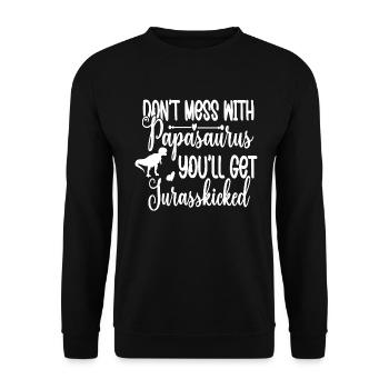 Papasaurus - père, père, fête des pères, cadeau, famille - Sweat-shirt Unisexe - noir - Devant - Alina (178cm) & Michal (187cm)
