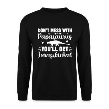 Papasaurus - père, père, fête des pères, cadeau, famille - Sweat-shirt Unisexe - noir - Devant - Alina (178cm) & Michal (187cm)