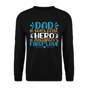 DAD HERO LOVE | Father's Day Father's Day - Unisex Sweatshirt - black - Front - Alina (178cm) & Michal (187cm)