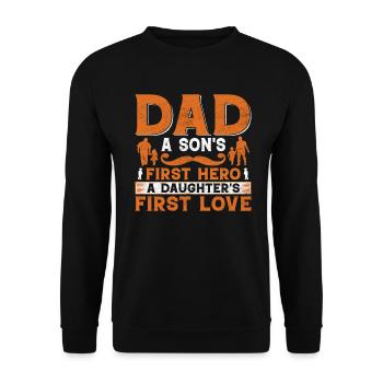 | D’AMOUR DE PAPA HERO Fête des Pères Fête des Pères - Sweat-shirt Unisexe - noir - Devant - Alina (178cm) & Michal (187cm)