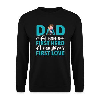DAD HERO LOVE | Father's Day Father's Day - Unisex Sweatshirt - black - Front - Alina (178cm) & Michal (187cm)