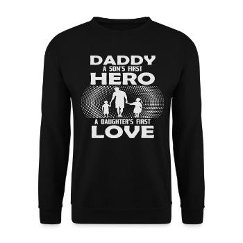 | D’AMOUR DE PAPA HERO Fête des Pères Fête des Pères - Sweat-shirt Unisexe - noir - Devant - Alina (178cm) & Michal (187cm)