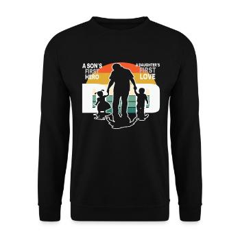 | D’AMOUR DE PAPA HERO Fête des Pères Fête des Pères - Sweat-shirt Unisexe - noir - Devant - Alina (178cm) & Michal (187cm)