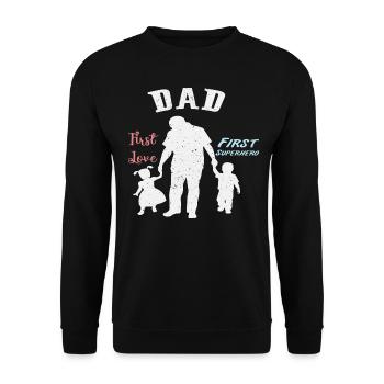 DAD HERO LOVE | Father's Day Father's Day - Unisex Sweatshirt - black - Front - Alina (178cm) & Michal (187cm)