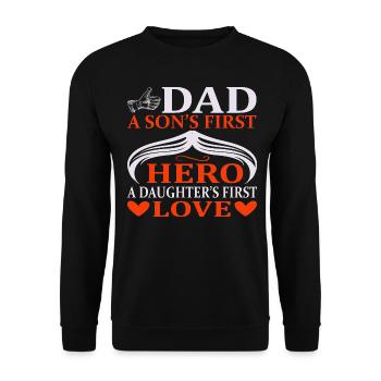 | D’AMOUR DE PAPA HERO Fête des Pères Fête des Pères - Sweat-shirt Unisexe - noir - Devant - Alina (178cm) & Michal (187cm)