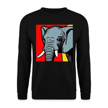 Elefant in der Pop Art - Unisex Pullover - Schwarz - Vorne - Alina (178cm) & Michal (187cm)