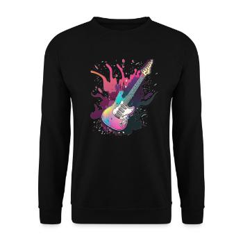 Flaming Guitar - Unisex Sweatshirt - black - Front - Alina (178cm) & Michal (187cm)