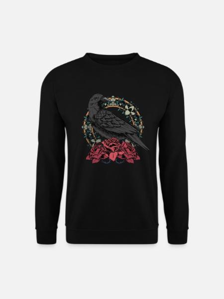 Rabe mit Rosenkranz - Unisex Pullover - Schwarz