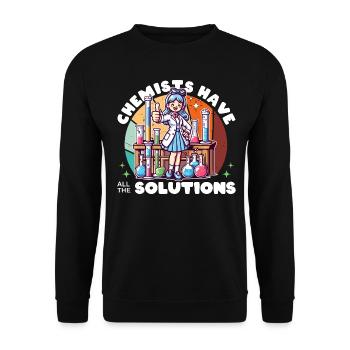 CHEMISTS HAVE ALL THE SOLUTIONS - Unisex Sweatshirt - black - Front - Alina (178cm) & Michal (187cm)