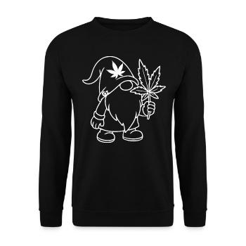 Süßer Hanf Gnom/Zwerg mit Cannabisblatt - Unisex Pullover - Schwarz - Vorne - Alina (178cm) & Michal (187cm)