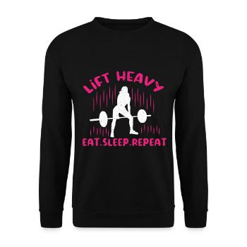Fitness Krafttraining Kraftdreikampf Gewichtheben - Unisex Pullover - Schwarz - Vorne - Alina (178cm) & Michal (187cm)