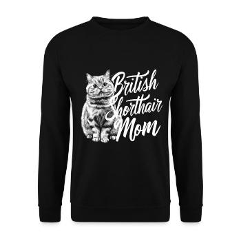 Katze Britisch Kurzhaar Geschenk - Unisex Pullover - Schwarz - Vorne - Alina (178cm) & Michal (187cm)