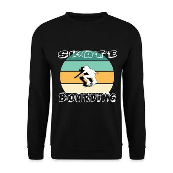 Skater Skateboardfahrer Skateboard fahren - Unisex Pullover - Schwarz - Vorne - Alina (178cm) & Michal (187cm)