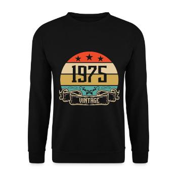 1975 Vintage Geburtstag Retro Classic - Unisex Pullover - Schwarz - Vorne - Alina (178cm) & Michal (187cm)