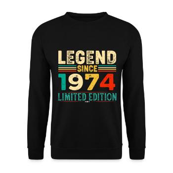 Legend Since 1974 Birthday 50 Years born in 1974 - Unisex Pullover - Schwarz - Vorne - Alina (178cm) & Michal (187cm)