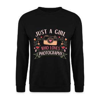 Photography Camera Lens Flowers - Unisex Pullover - Schwarz - Vorne - Alina (178cm) & Michal (187cm)