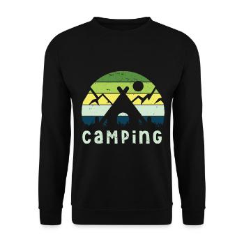 Camping Camper Zelten Wohmbobil Wohnwagen - Unisex Pullover - Schwarz - Vorne - Alina (178cm) & Michal (187cm)