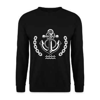 Ancre de navire en blanc avec corde Sea Lake Ocean - Sweat-shirt Unisexe - noir - Devant - Alina (178cm) & Michal (187cm)