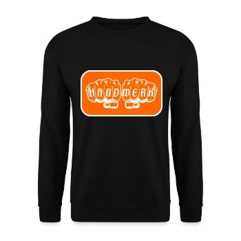 Handwerk Faust Orange - Unisex Pullover - Schwarz - Vorne - Alina (178cm) & Michal (187cm)