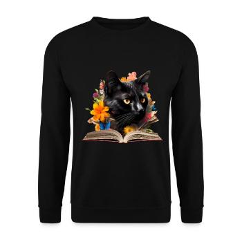 Bombay-Katze Lesen Buch - Unisex Pullover - Schwarz - Vorne - Alina (178cm) & Michal (187cm)