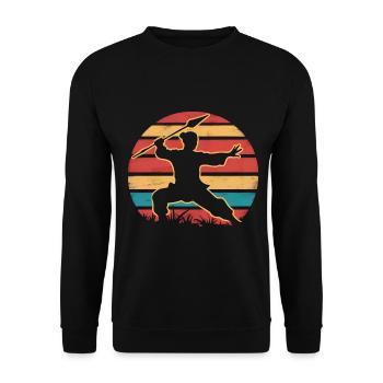 Wushu Spieler Geschenk - Unisex Pullover - Schwarz - Vorne - Alina (178cm) & Michal (187cm)
