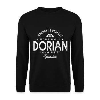 Dorian Geschenk personalisiertes Hemd Vorname Dorian - Unisex Pullover - Schwarz - Vorne - Alina (178cm) & Michal (187cm)