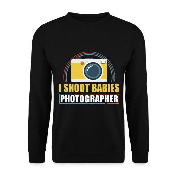 Photography Camera Lens I Shoot - Unisex Pullover - Schwarz - Vorne - Alina (178cm) & Michal (187cm)