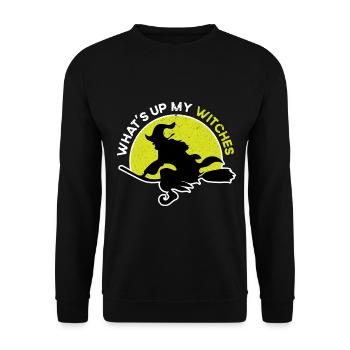 Halloween broom riding broom witch - Unisex Sweatshirt - black - Front - Alina (178cm) & Michal (187cm)