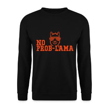 Kein Prob-Lama Alpaka mit Lama Sonnenbrille - Unisex Pullover - Schwarz - Vorne - Alina (178cm) & Michal (187cm)