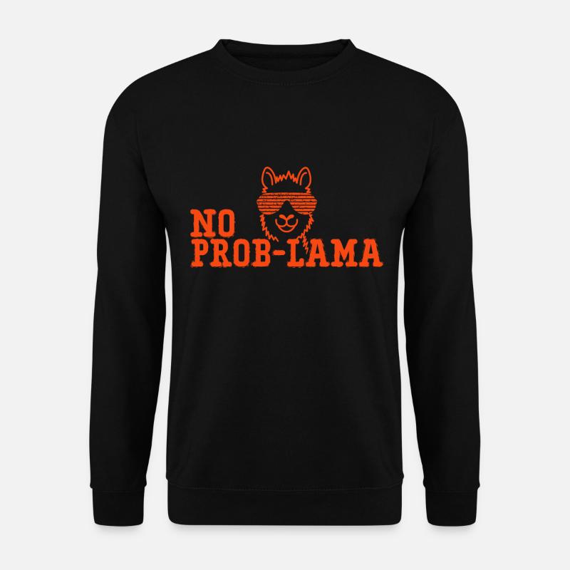 Kein Prob-Lama Alpaka mit Lama Sonnenbrille - Unisex Pullover - Schwarz