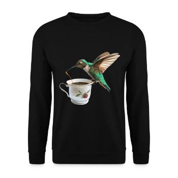 Kolibri Kaffee - Unisex Pullover - Schwarz - Vorne - Alina (178cm) & Michal (187cm)