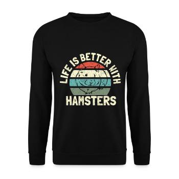 Hamster - Unisex Pullover - Schwarz - Vorne - Alina (178cm) & Michal (187cm)