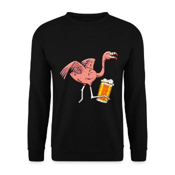Flamingo Lustiges Flamingo Vogel Geschenk - Unisex Pullover - Schwarz - Vorne - Alina (178cm) & Michal (187cm)