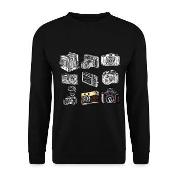 Photography Camera Lens Retro - Unisex Pullover - Schwarz - Vorne - Alina (178cm) & Michal (187cm)