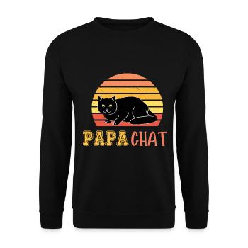 papa chat - Sweat-shirt Unisexe - noir - Devant - Alina (178cm) & Michal (187cm)
